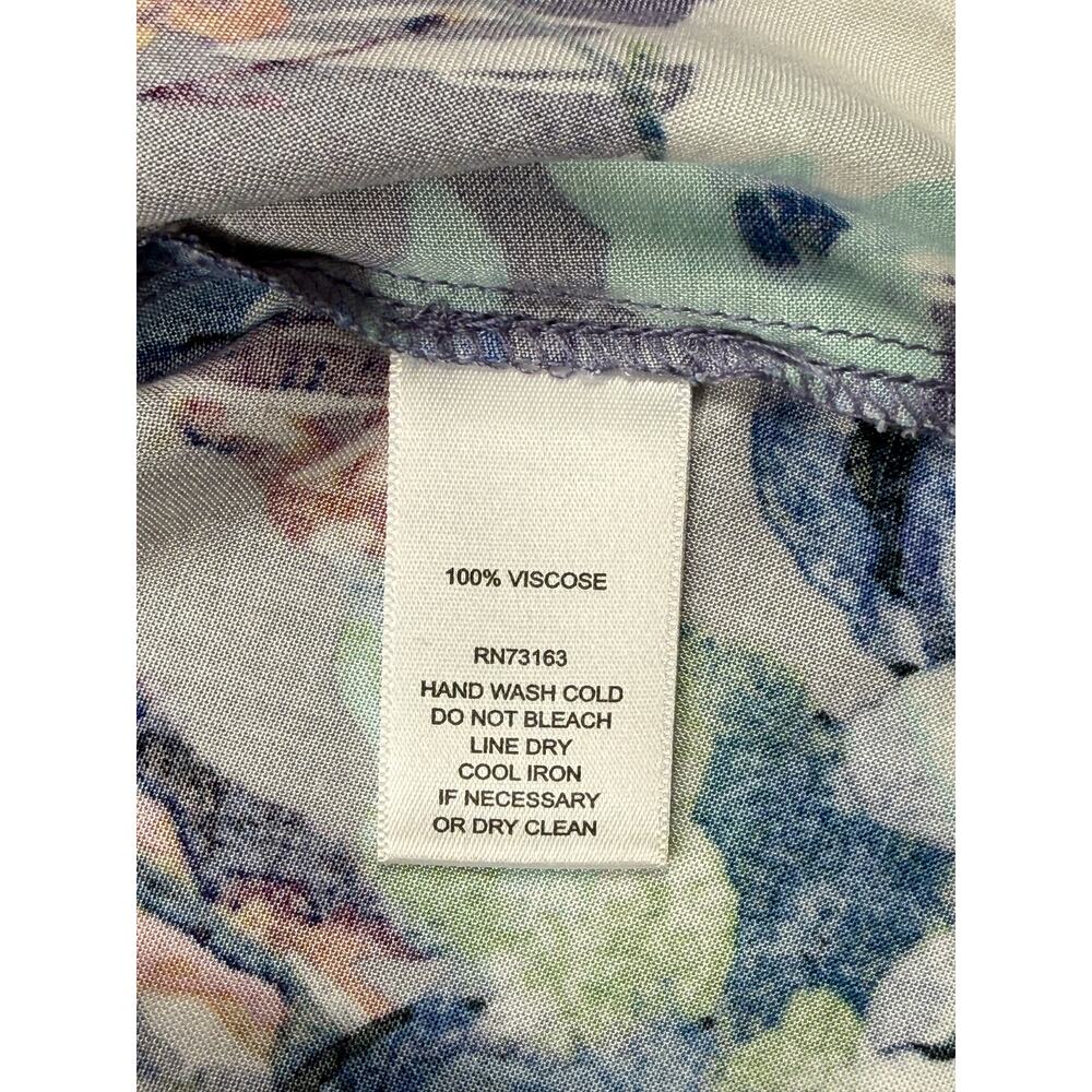 Cupio floral tunic V-neckline tiered ruffle sleeves Sz L - Picture 11 of 12